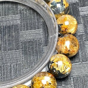 即決 0118L899 天然石★【45A太陽花タイチンルチル】★ブレス 11-11.5mm（新品）の画像2