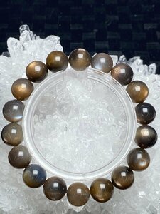 即決 0122a694 極美品★【30A金色のグレーサンストーン】★ブレス 11.5-12mm（新品）