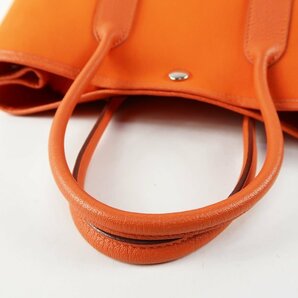 【美品】HERMES エルメス ガーデンパーティTPM トワルオフィシェ □P刻 ハンドバッグ オレンジ【QD77】の画像7