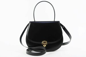 【超美品】CELINE セリーヌ 2WAYショルダー ハンドバッグ ブラック レザー ブランド鞄【QB67】