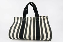 【美品】HERMES エルメス カンヌMM キャンバス トートバッグ ブランド鞄 ブラック系【QF10】_画像1