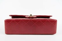 【超美品】CHANEL シャネル ラムスキン マトラッセ 二重蓋 Wフラップ 23 チェーンショルダーバッグ レッド【QG10】_画像4