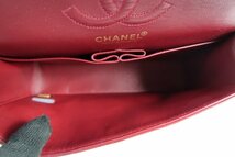 【超美品】CHANEL シャネル ラムスキン マトラッセ 二重蓋 Wフラップ 23 チェーンショルダーバッグ レッド【QG10】_画像9