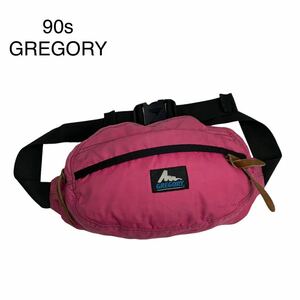 90s GREGORY グレゴリー 旧ロゴ ウエストバッグ ボディバッグ ウエストポーチ ショルダーバッグ ピンク 男女兼用