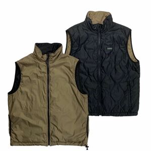 AIGLE エーグル リバーシブル 中綿 ベスト ブラック×ブラウン XL パッカブル アウトドア