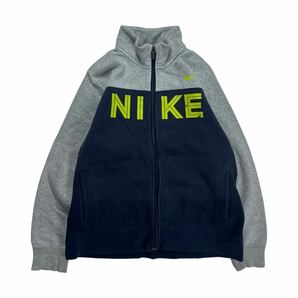 ナイキ NIKE スウェット トレーナー ジップアップ バイカラー グレー/ネイビー レディースLの画像1