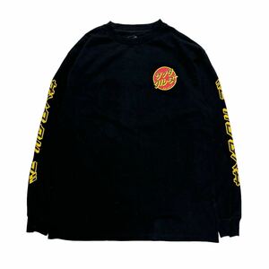 SANTA CRUZ サンタクルーズ ロンt 長袖 tシャツ ブラック レッド メンズ Mサイズ ロゴプリント スケートボード スケボー