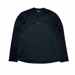 00s nike ナイキ 長袖 tシャツ カットソー ブラック メンズ Mサイズ スウォッシュ ロゴ刺繍 y2k テック ゴルフ ストレッチ素材 古着 美品 