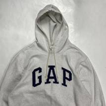 定番 GAP ギャップ ビッグロゴ プルオーバー パーカー スウェット 杢グレー L_画像3