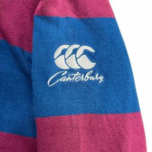 CANTERBURY カンタベリー 長袖 ラガーシャツ ポロシャツ ボーダー ブルー×ワインレッド L の画像8