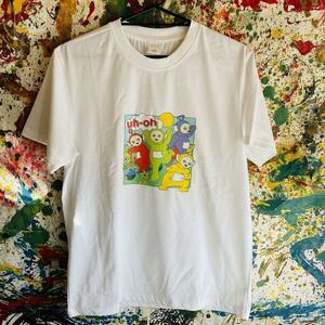 テレタビーズ リプリント Tシャツ 半袖 メンズ 新品 個性的 白 ホワイト ティンキーウィンキー、ディプシー、ラーラ、ポー Teletubbies