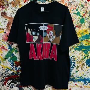 AKIRA レトロ リプリント Tシャツ 半袖 メンズ 新品 個性的 黒 ブラック イクアキラ　金田 正太郎 島 鉄雄 アキラ ジョーカー金田バイク