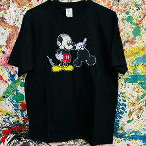 1Surprise ミッキー Tシャツ 半袖 メンズ 新品 個性的 黒 攻め 攻め ハゲMicky あきらめない心 ブラック ティーシャツ ハイデザイン