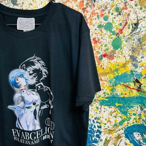 綾波レイ レトロ リプリント Tシャツ 半袖 メンズ 新品 個性的 黒 ブラック ティーシャツ 葛城ミサト 渚カヲル 綾波レイの画像2