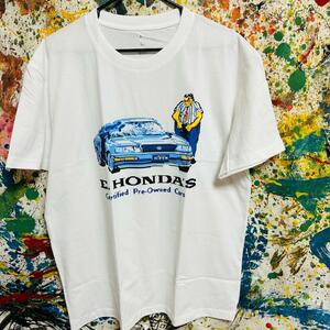 HONDA ストファイ リプリント Tシャツ 半袖 メンズ 新品 個性的 白 ティーシャツ ストリートファイター KEN 龍 格闘ゲー