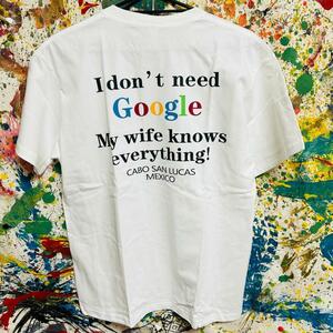 MY WIFE ALL KNOWS リプリント Tシャツ 半袖 メンズ 新品 グーグル Google Googleは必要ないです 私の妻はすべてを知っています