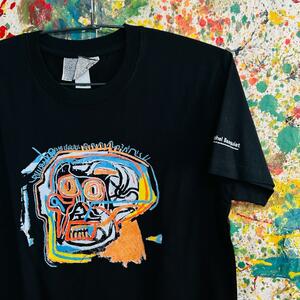 バスキア リプリント 芸術 Tシャツ 半袖 メンズ 新品 個性的 黒 ブラック Basquiat 芸術家 アート バンクシー 前沢優作