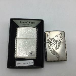 D27●【2点セット】火花確認済み zippo ジッポー オイルライター ベネチアン / 狼 喫煙グッズ 喫煙具 現状品 ●