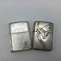 D27●【2点セット】火花確認済み zippo ジッポー オイルライター ベネチアン / 狼 喫煙グッズ 喫煙具 現状品 ●_画像2