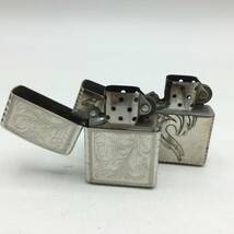 D27●【2点セット】火花確認済み zippo ジッポー オイルライター ベネチアン / 狼 喫煙グッズ 喫煙具 現状品 ●_画像4