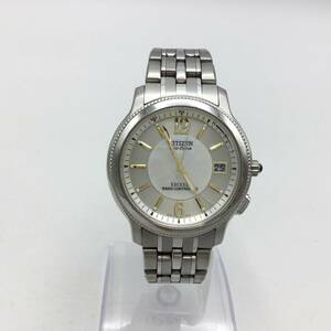 G96●【ソーラー/稼働】CITIZEN シチズン EXCEED エクシード Eco-Drive エコドライブ デイト メンズ腕時計 H410-T007716 現状品 ●