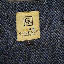 ジーステージ G-Stage テーラードジャケット ツイード 胡桃ボタン くるみ ネイビー ウール Lサイズ 背抜き メンズ ビジネス ブレザー 紺 2B_画像7