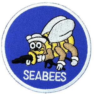 ★新品 ハチ SEABEES シービー ミリタリー アメリカ海軍 工兵隊 蜂 デザイン ワッペン アイロン 簡単貼り付け アップリケ 刺繍