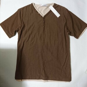 未使用 Urban Collection アーバンコレクション レイヤードTシャツ ブラウン サイズM ヘンリーネック