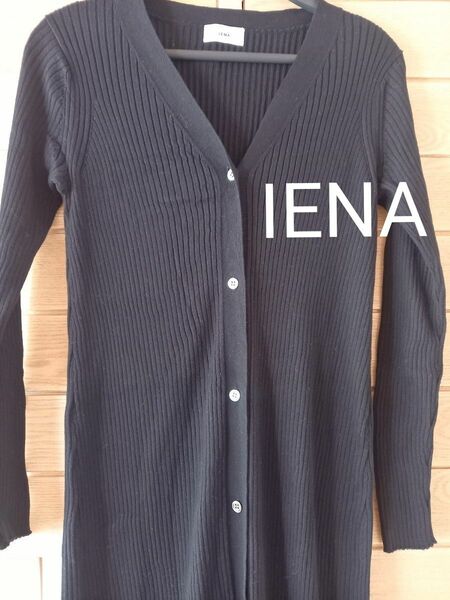 【美品】イエナ-IENA-ロングリブニットワンピース サイズF　黒　ブラック