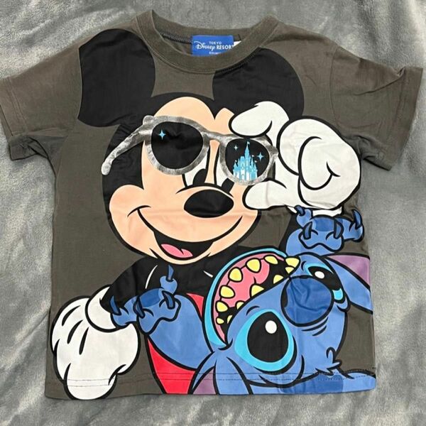 ディズニーリゾート ディズニーランド ディズニーシー公式 ミッキー スティッチ Tシャツ 100cm グレー 