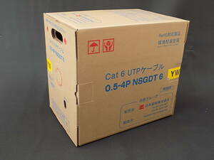 【新品】　日本製線 1Gbps伝送対応 Cat.6 U/UTP スタンダードケーブル 0.5-4P NSGDT6(YW) 300m巻 黄色　3【未開封】