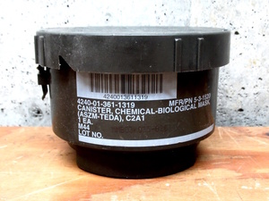 未使用 長期保管品 CHEMICAL-BIOLOGICAL ガスマスクフィルター 4240-01-361-1319 C2A1 CANISTER 管理6B0307G-D4