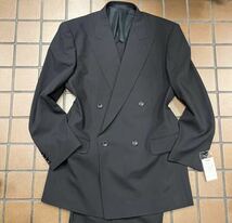 新品【A6 L相当★NIKKEブラックスーツ】4Bダブルスーツ メンズスーツ ブラックフォーマル 礼服 背抜き 冠婚葬祭 喪服 アジャスター付_画像1