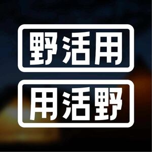 【カッティングステッカー】野活用ステッカー 左右二枚セット アウトドア 野外活動 キャンプ スキー スノーボード サバゲー サーフィン