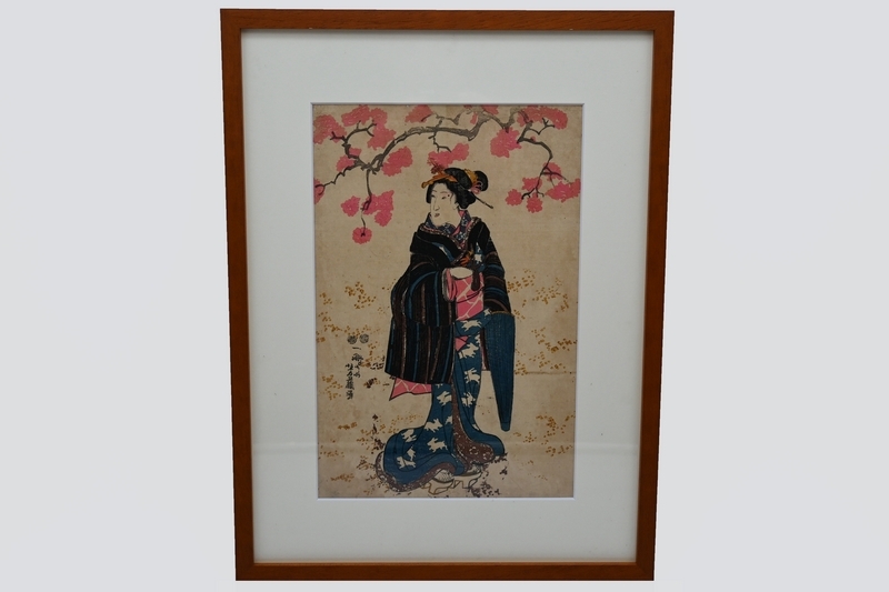Künstler unbekannt ■ Porträt einer schönen Frau *Kimono-Muster Seltenes Nishikie Ukiyo-e Sammlerstück ■ Holzschnitt Gerahmte Hotei-Papierbox Nr. 9521■, Malerei, Ukiyo-e, Drucke, Portrait einer schönen Frau