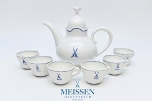 マイセン MEISSEN 双剣マーク SSサイズ 稀■剣マーク[SSサイズ ティーカップ 6客/ティーポット1点]揃い■ミニサイズ マイセン ドイツ9594■