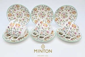 ミントン ■ Minton 廃盤品 レア　ハドンホール グリーン [ティー カップ＆ソーサー 揃] 6客 ■紅茶 英国製 西洋磁器 №9606■