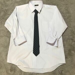 [ハッピーセール]ARVENSIS 長袖ワイシャツ 白 45-76 ネクタイセット