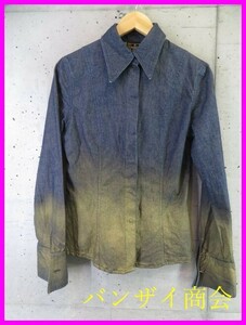 008m50* Italy made *FENDI Fendi gradation color stretch long sleeve Denim shirt 42/ Dungaree shirt / jacket / Zucca / coat 