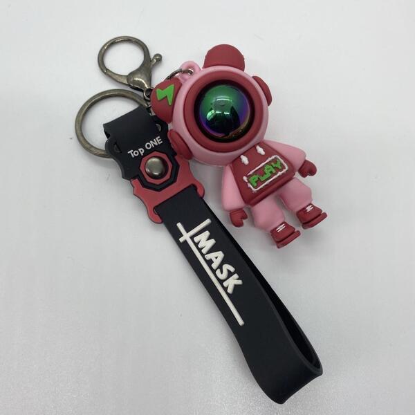 ピンク 宇宙飛行士のキーホルダー ストラップ チャーム