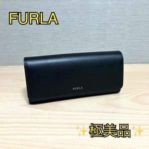 【極美品】 FURLA フルラ レザー 二つ折り長財布 ブラック