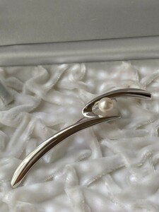 Большая глянцевая брошь из жемчуга Акойя 8,5 мм, серебряная брошь с гравировкой в серебре
