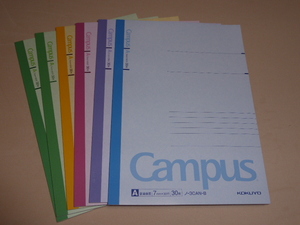 Ｂ５キャンパスノート（カラー表紙）　Ａ罫３０枚　 ６冊セット