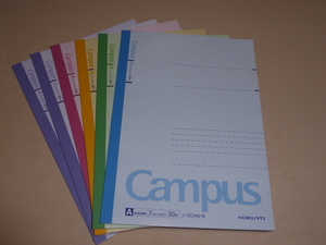 Ｂ５キャンパスノート（カラー表紙）　Ａ罫３０枚　 ６冊セット
