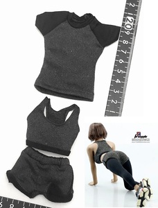  postage 84 jpy ) dark gray 1/6 woman T-shirt tank top short pants sport wear clothes ( inspection PHICEN TBleague hot toys damtoys yoga 