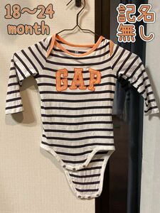 値下げ【GAP】ボーダーロンパース 18〜24months 80