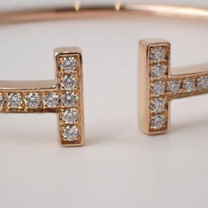 TIFFANY&Co.(ティファニー)K18RG Tワイヤーダイヤモンド ブレスレット ミディアム 8.2g K18ローズゴールド ダイヤ バングル 27-1の画像6
