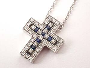  beautiful goods DAMIANI( Damiani ) bell Epo k diamond necklace XXS K18WG 4.4g sapphire diamond white gold 