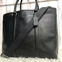 使用数回/大容量●コーチ COACH メトロポリタン トートバッグ ショルダーバッグ 2way メンズ ビジネス A4 書類 レザー 本革 黒 ブラック_画像1