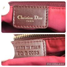 極美品●クリスチャン ディオール Christian Dior ミニボストンバッグ ハンドバッグ D金具 トロッター キャンバス レザー 本革 ボルドー_画像10